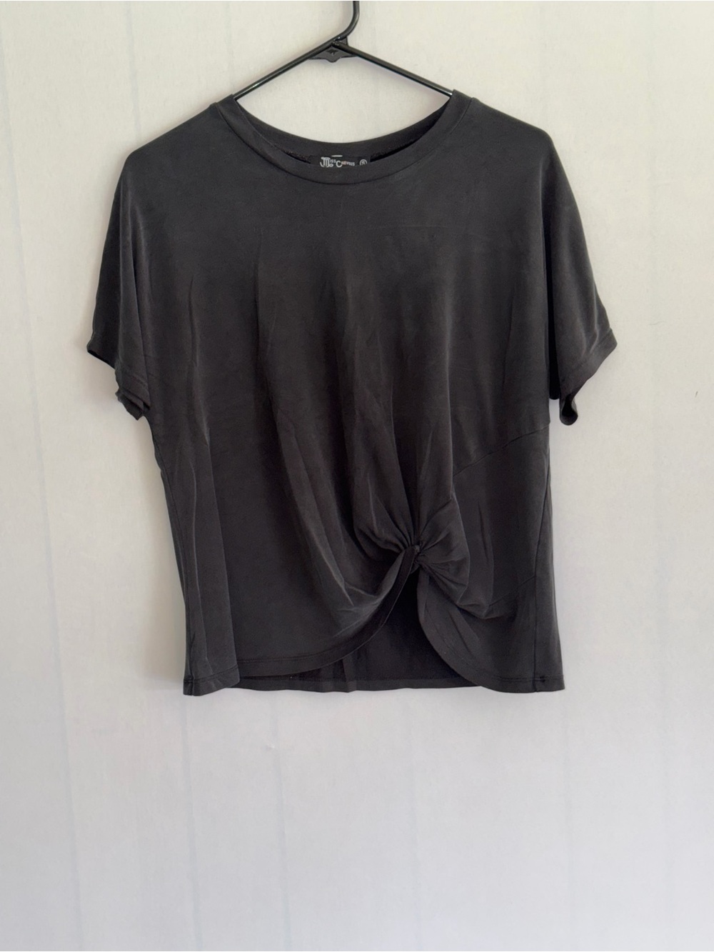 Miss Chievous Black Short Sleeve Knot-Front Tee
